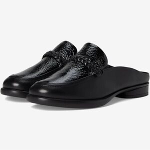 Ecco Black Leather Mules with Textured Upper